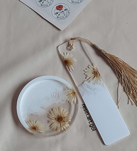 ست بوک مارک و زیرلیوانی هدیه بابونه