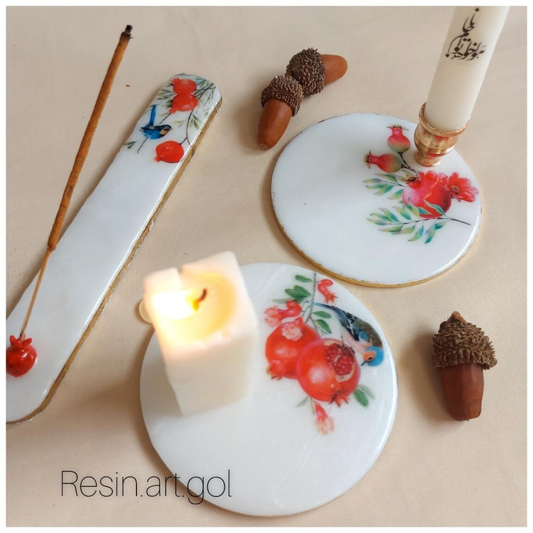 جاعودی و زیرلیوانی و جاشمعی با تم انار