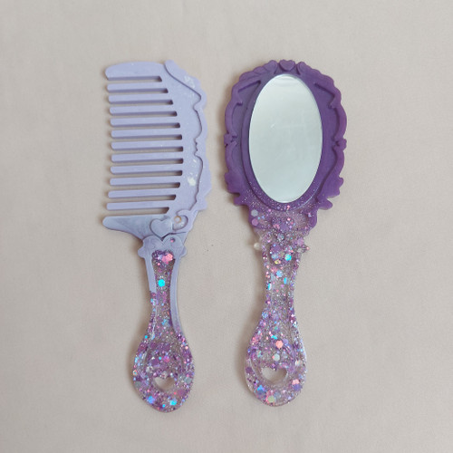 ست آینه و شانه دسته دار رزینی