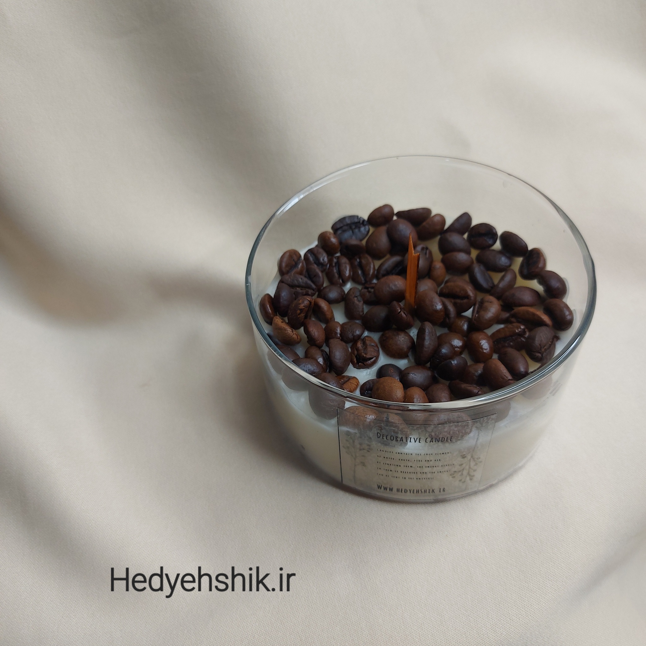 شمع شیشه ای ای تم قهوه
