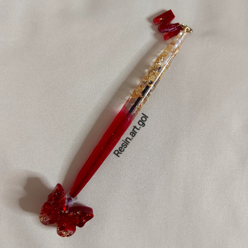 خودکار دستساز رزینی قرمز رنگ